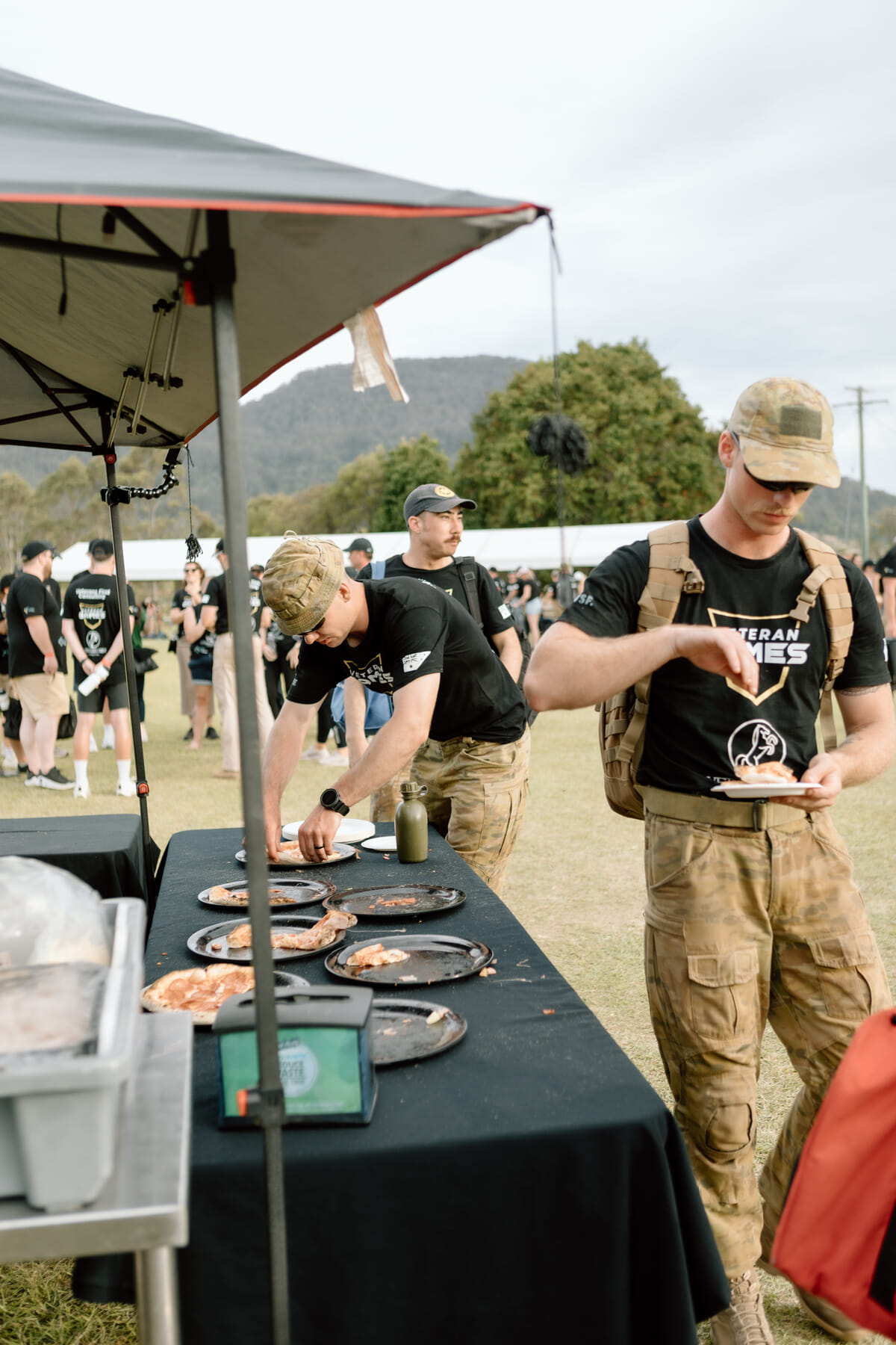 Woodfired pizza catering at a corporate event