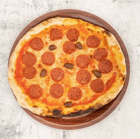 Woodfired pepperoni pizza